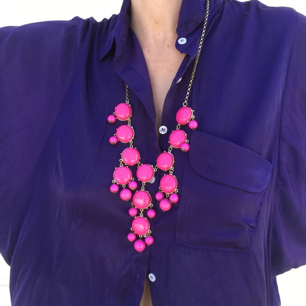 J. Crew hot pink bubble necklace